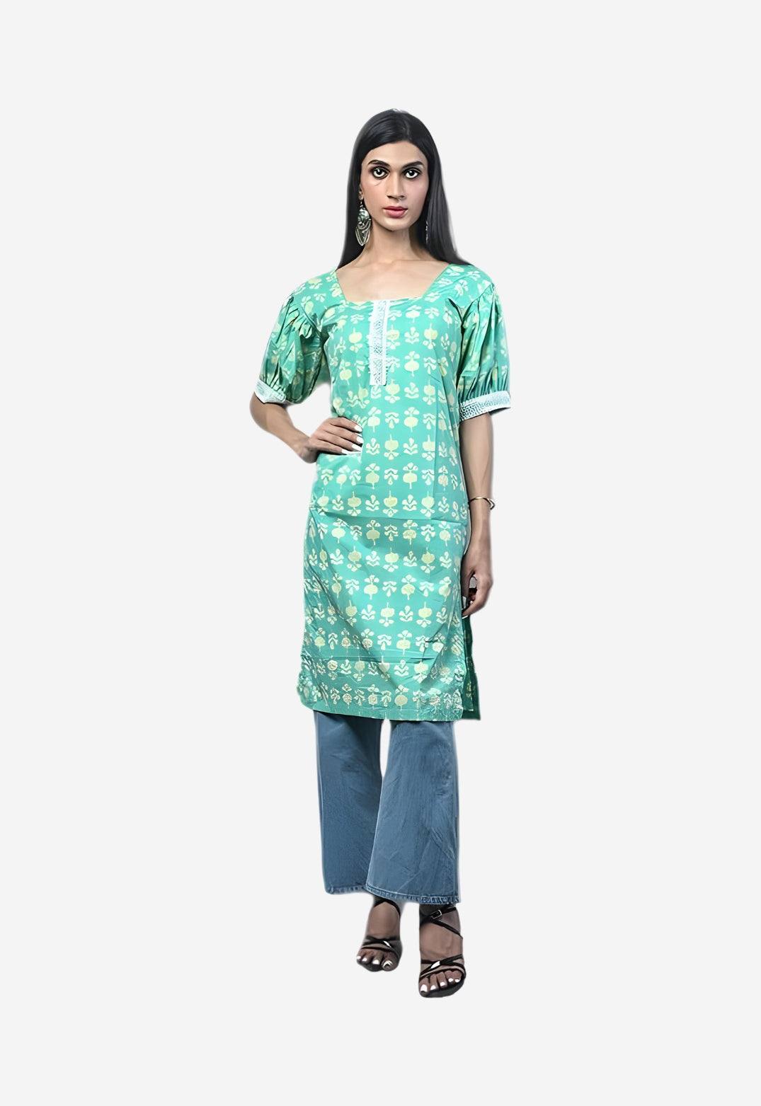 MINAAKSHIGANGAA Women cottan Block Print Staright Kurti