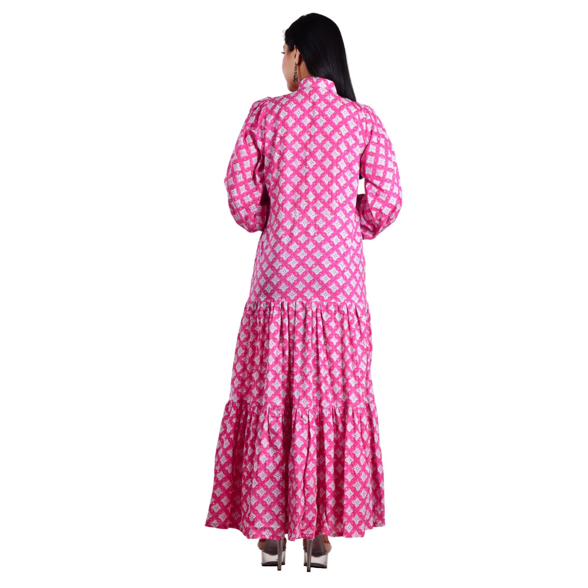 Blooming Pink cottan long maxi dress