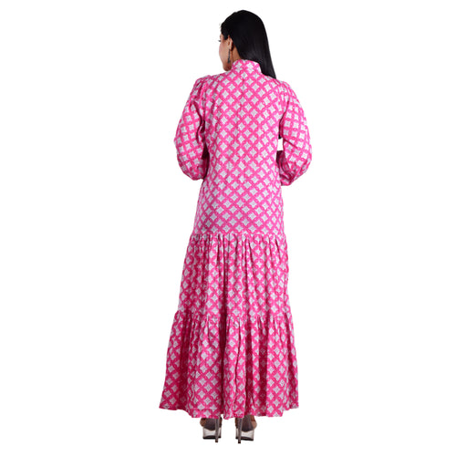 Blooming Pink cottan long maxi dress