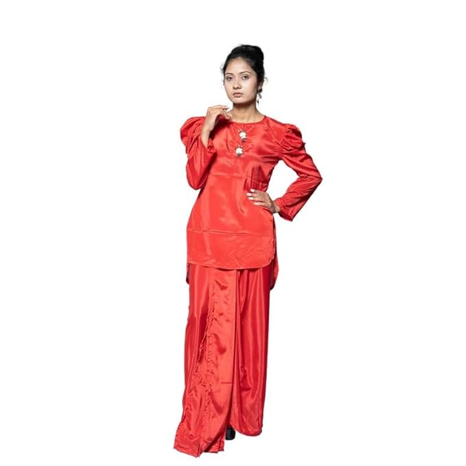 MINAAKSHIGANGAA Plain French Silk Kurti with Dhoti Pants Set