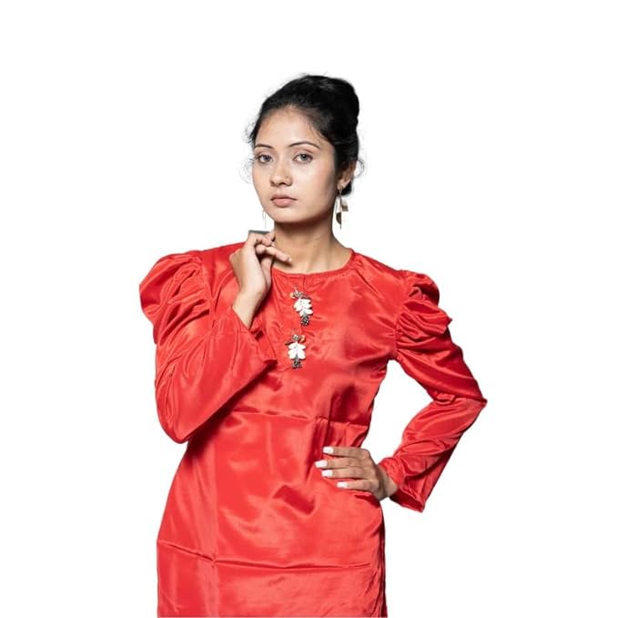 MINAAKSHIGANGAA Plain French Silk Kurti with Dhoti Pants Set