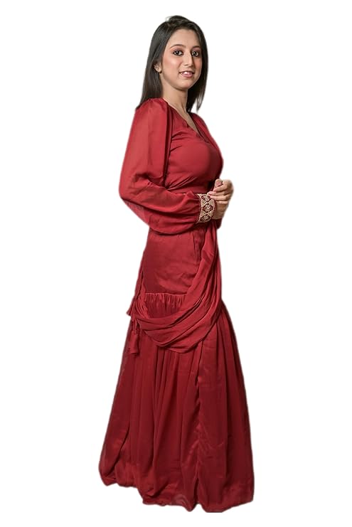 MINAAKSHIGANGAA  Chhifon Skirt Sareee With Stiched Blouse