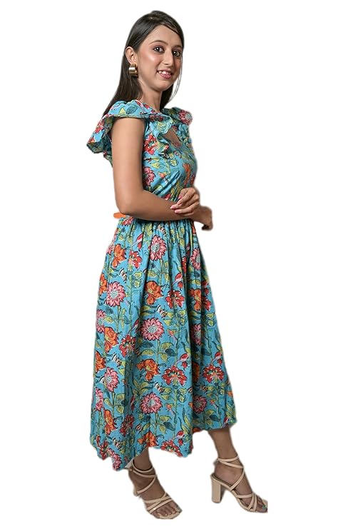 MINAAKSHIGANGAA Block Print cottan midi Dress