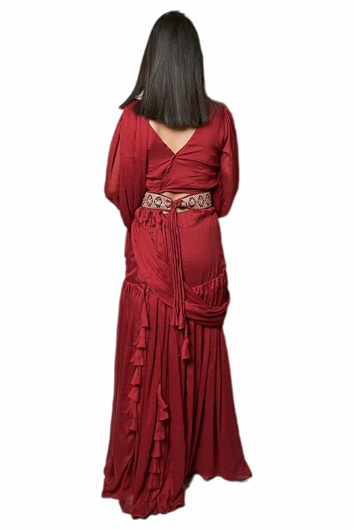 MINAAKSHIGANGAA  Chhifon Skirt Sareee With Stiched Blouse