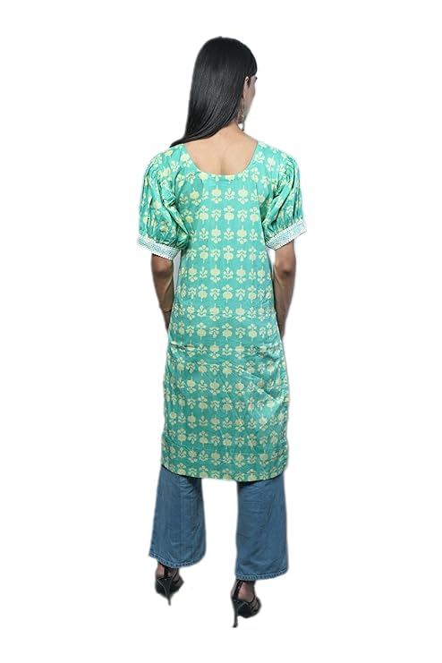 MINAAKSHIGANGAA Women cottan Block Print Staright Kurti