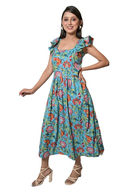 MINAAKSHIGANGAA Block Print cottan midi Dress