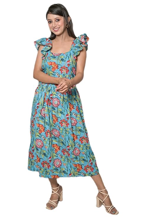 MINAAKSHIGANGAA Block Print cottan midi Dress