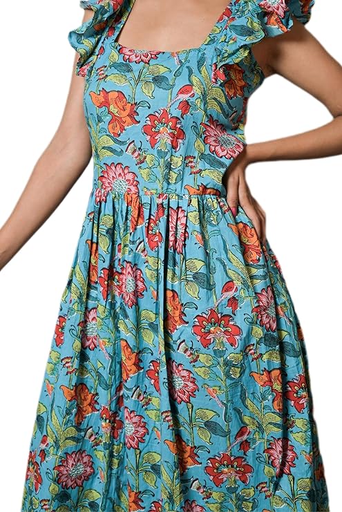 MINAAKSHIGANGAA Block Print cottan midi Dress