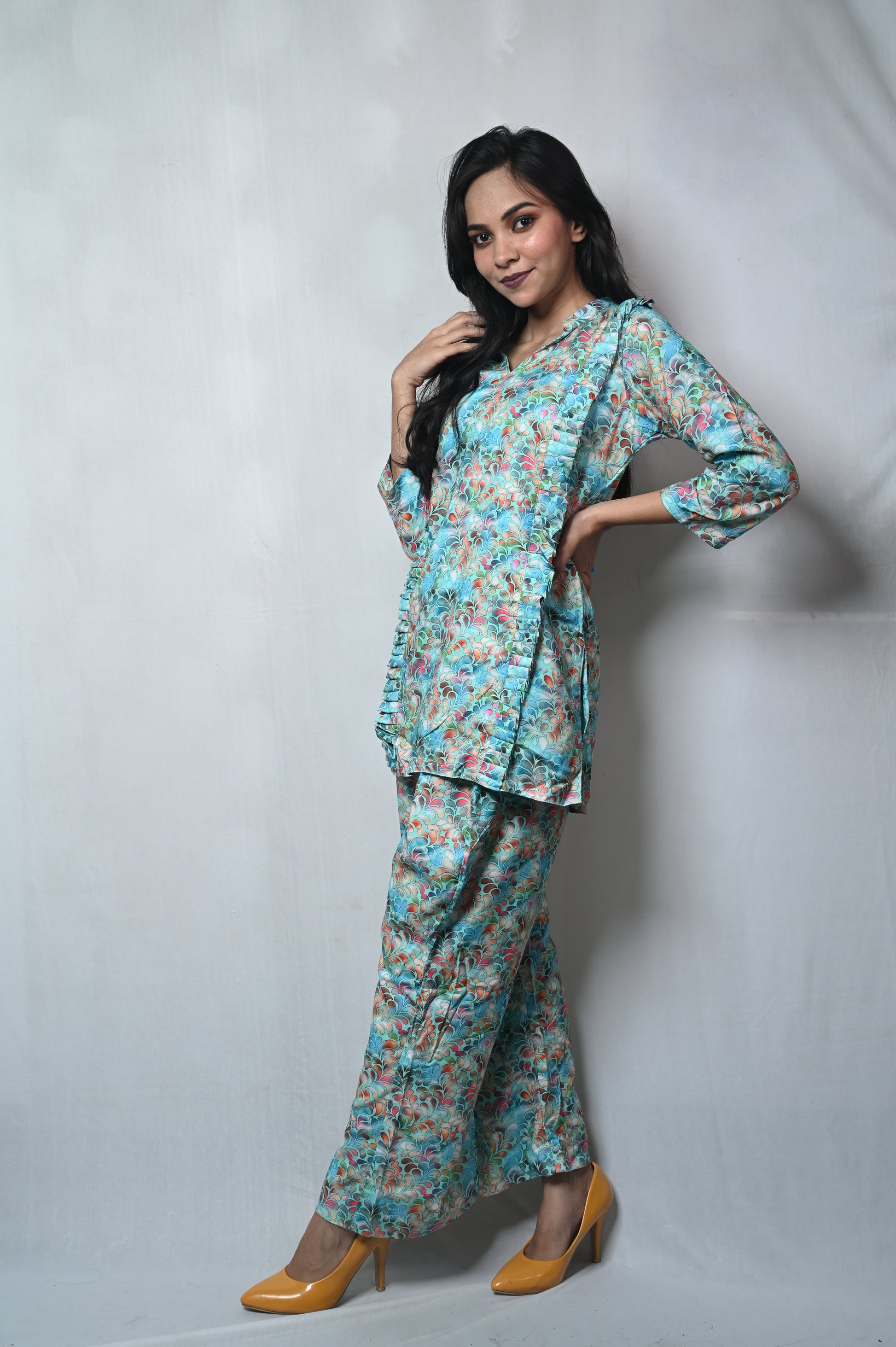 Leafy Green muslin cottan co ord set