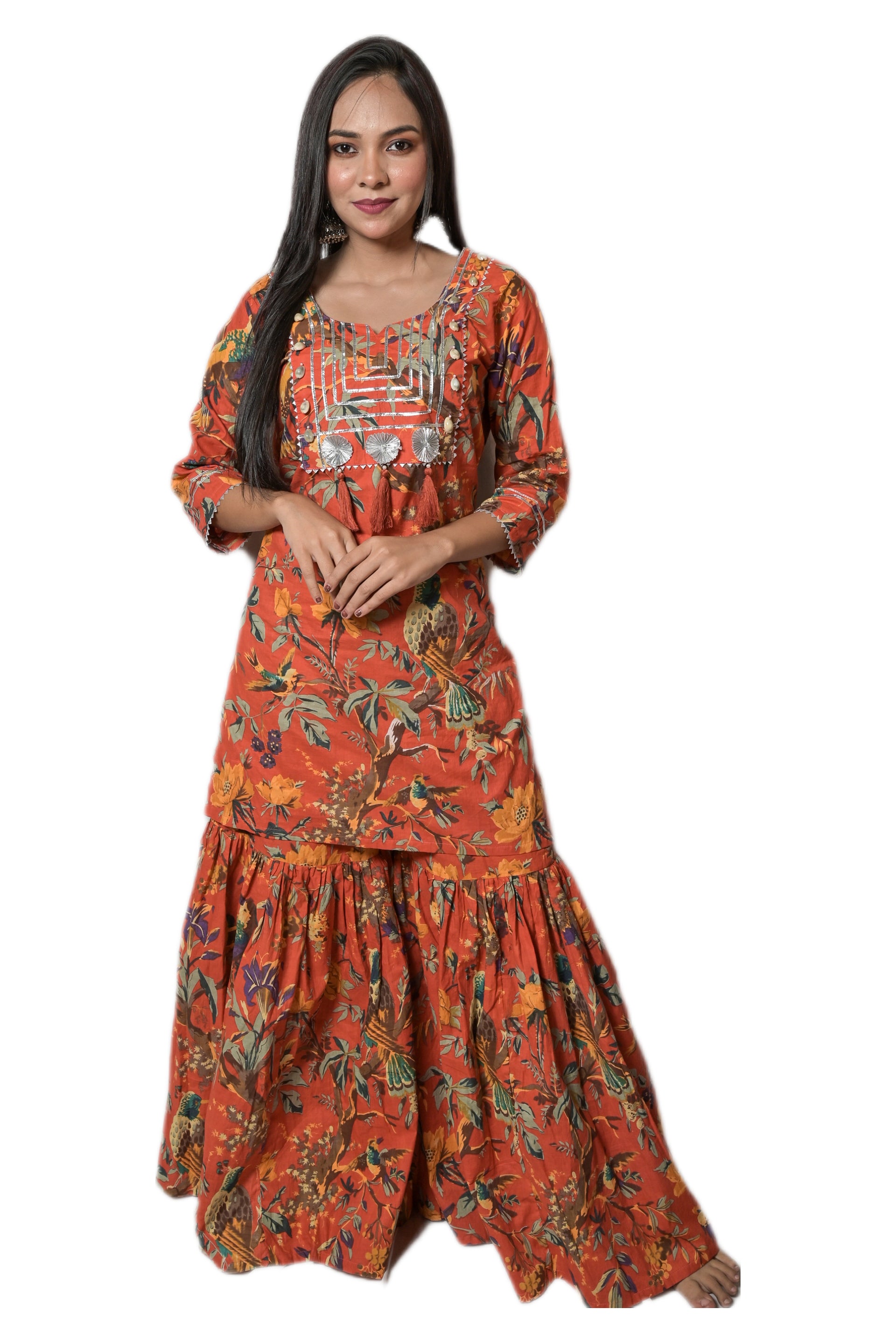 Minaakshigangaa cottan sharara suit set with gotta patti