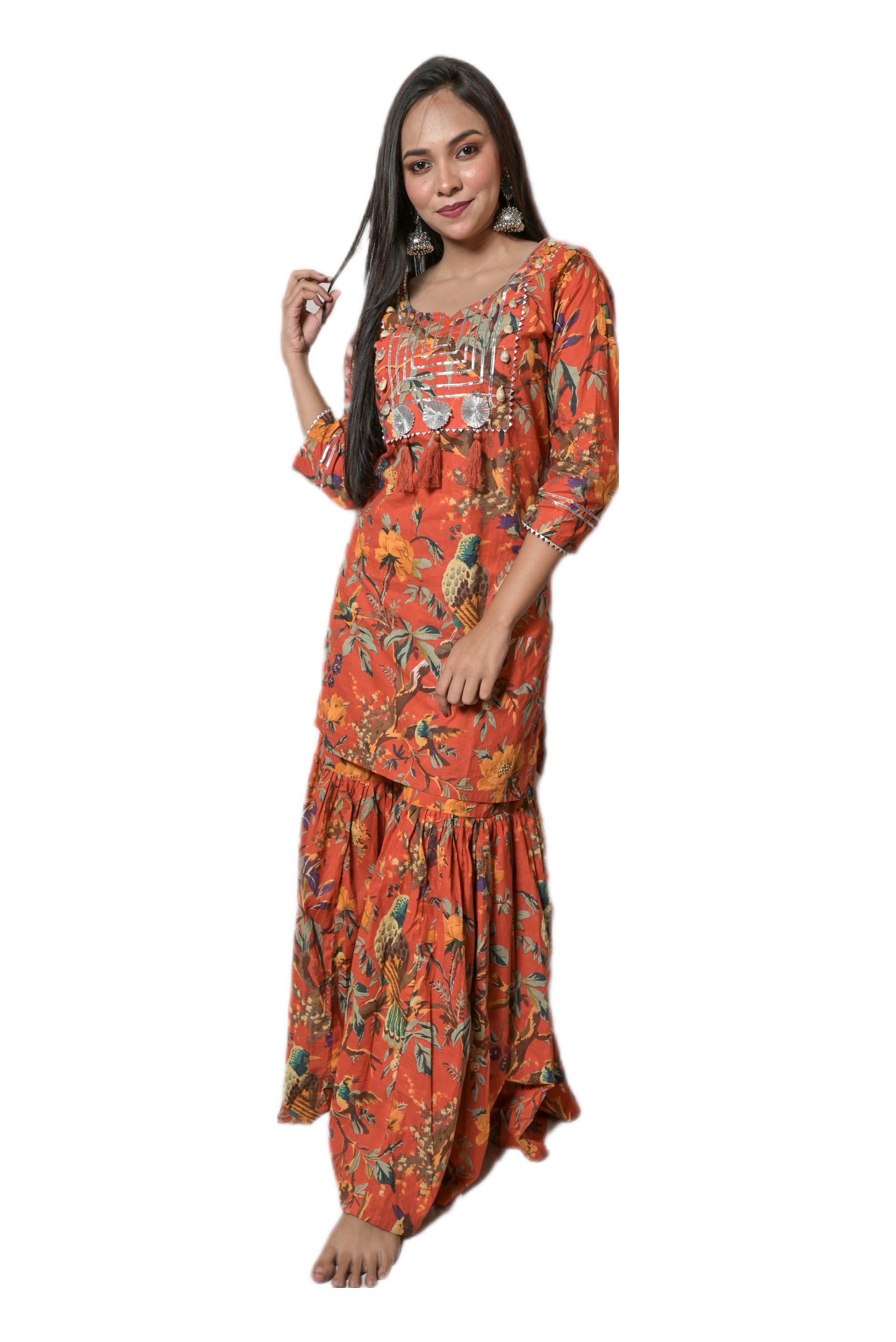 Minaakshigangaa cottan sharara suit set with gotta patti