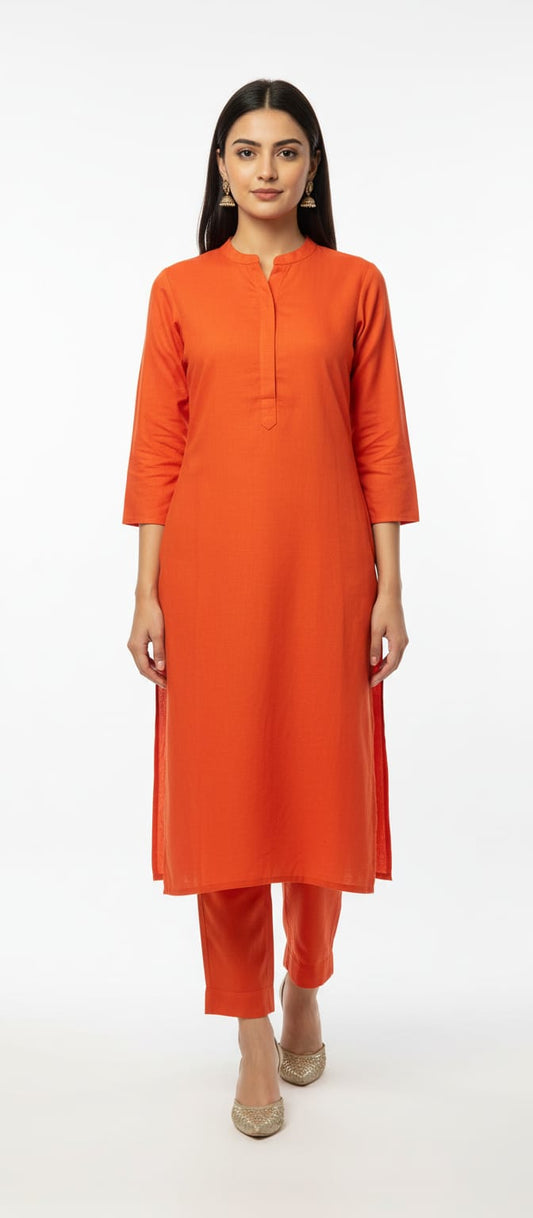 Solid Cotswool Kurta Set – Minimal Classic Co-ord