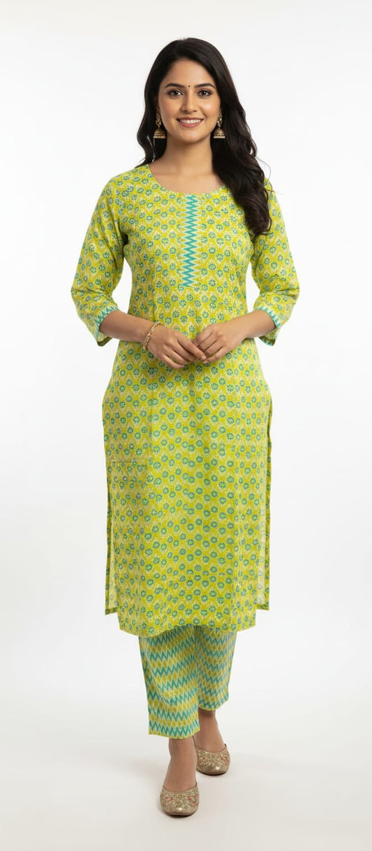 Vihana Yellow Bloom Kurta Set