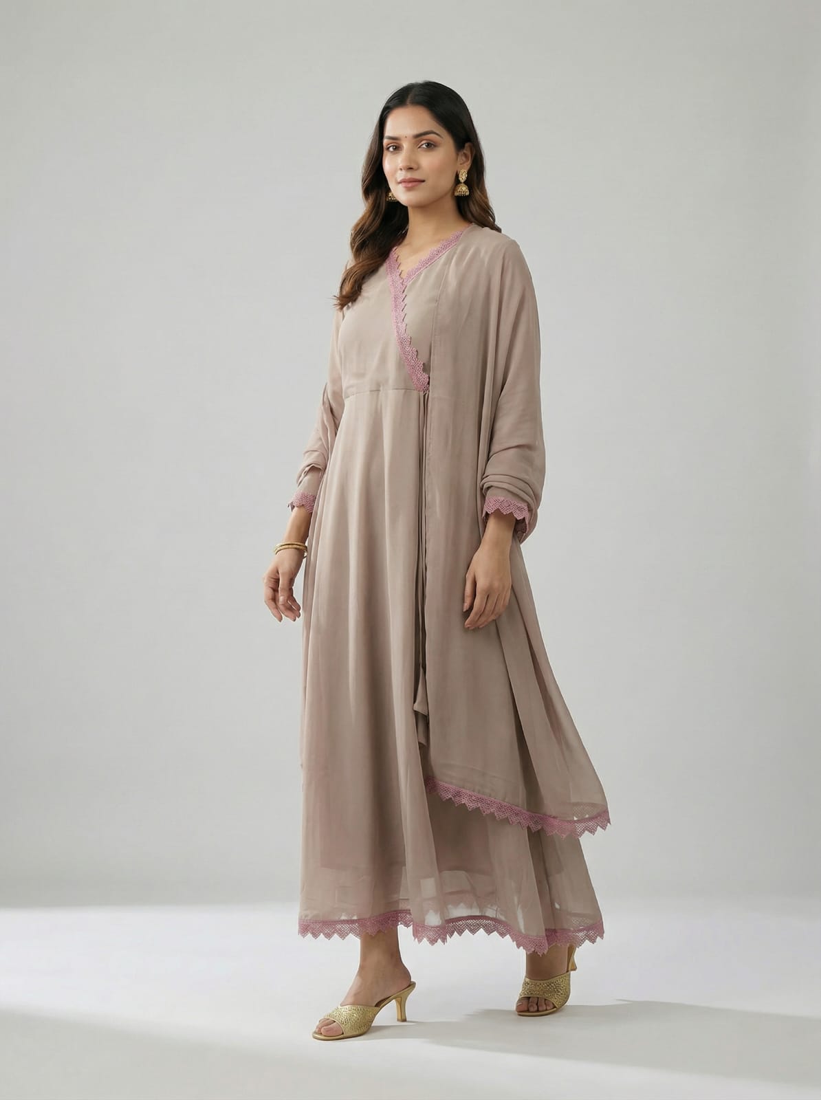 Aabha Beige Grace Anarkali Set