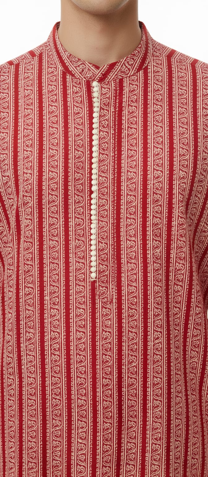 Ruhan Red Heritage Kurta