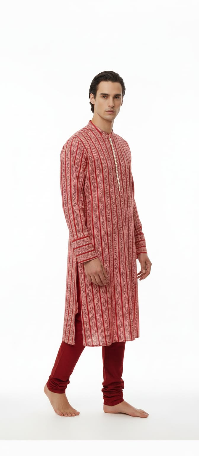 Ruhan Red Heritage Kurta