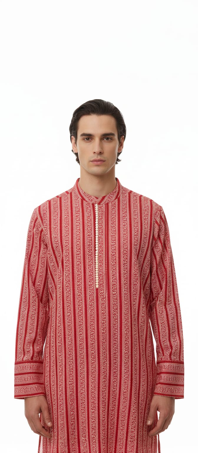 Ruhan Red Heritage Kurta