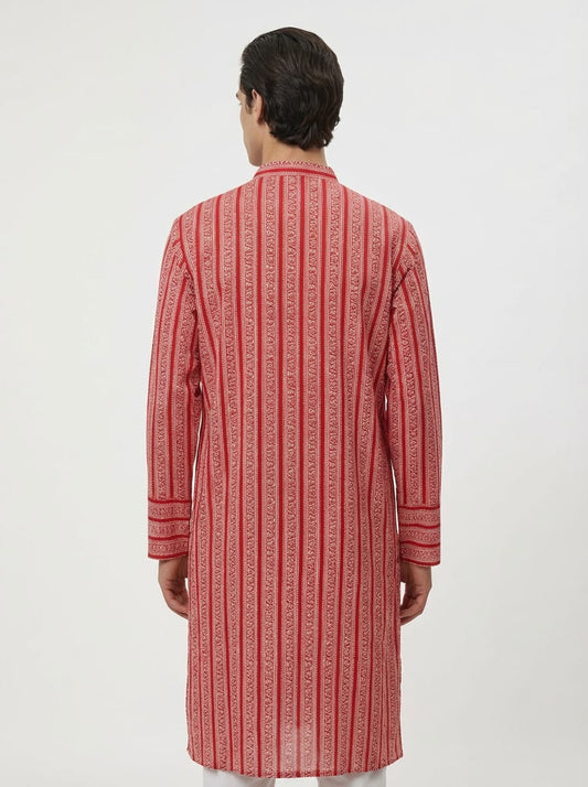 Ruhan Red Heritage Kurta
