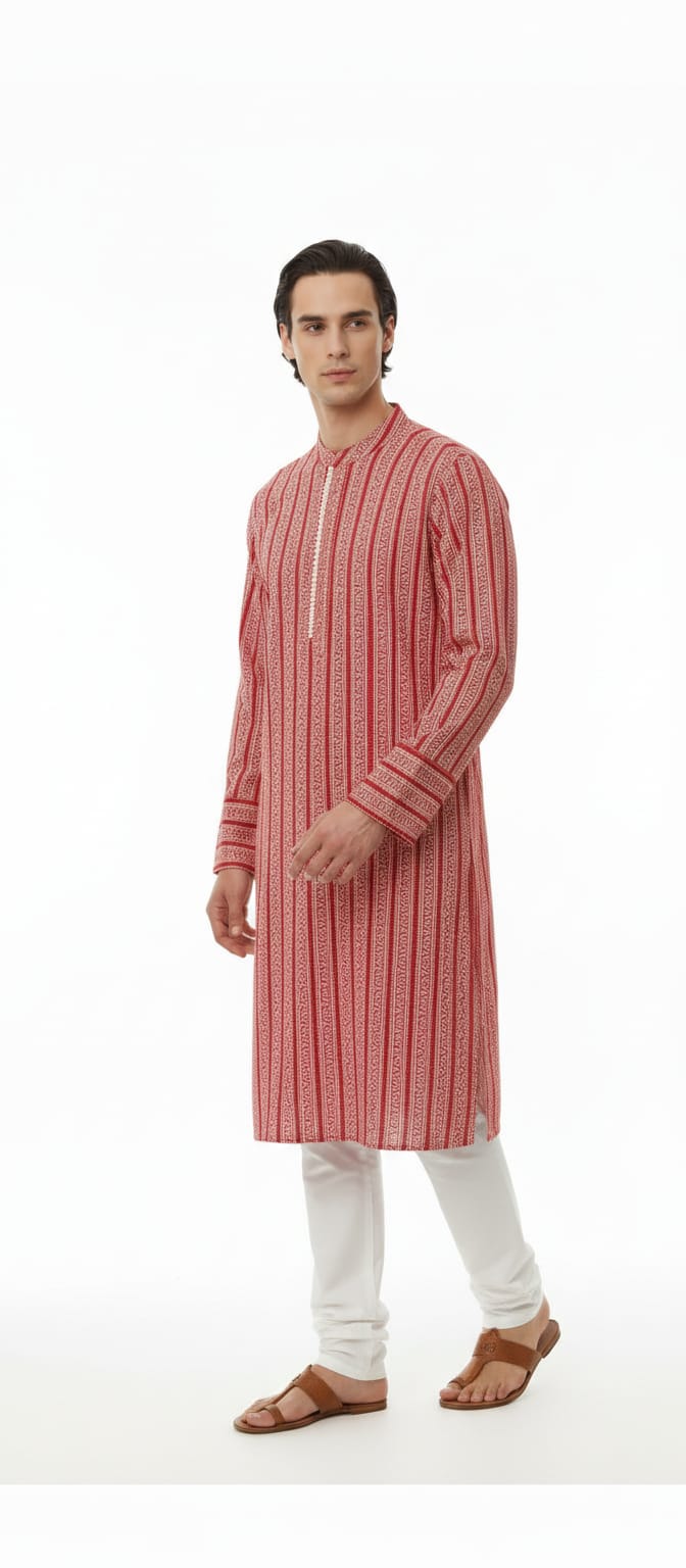 Ruhan Red Heritage Kurta