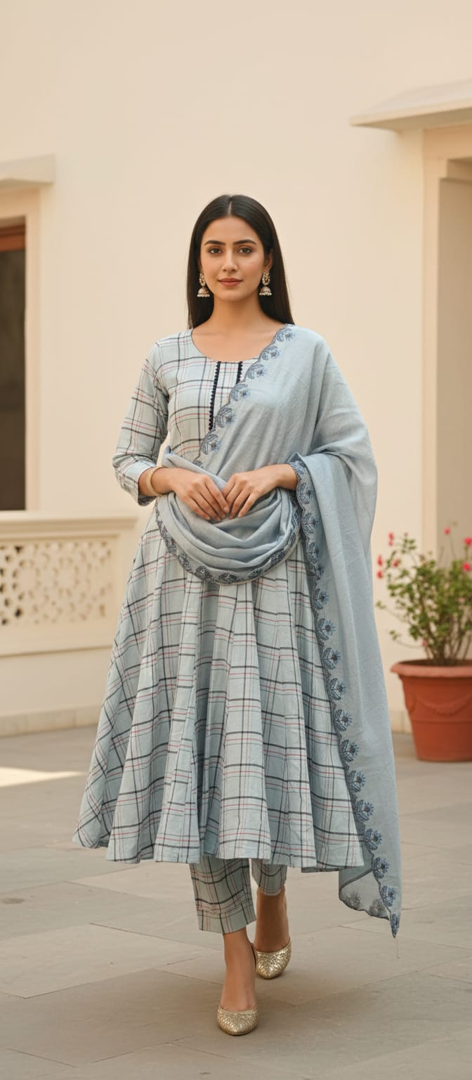 Neelaya Checked Kurta Set