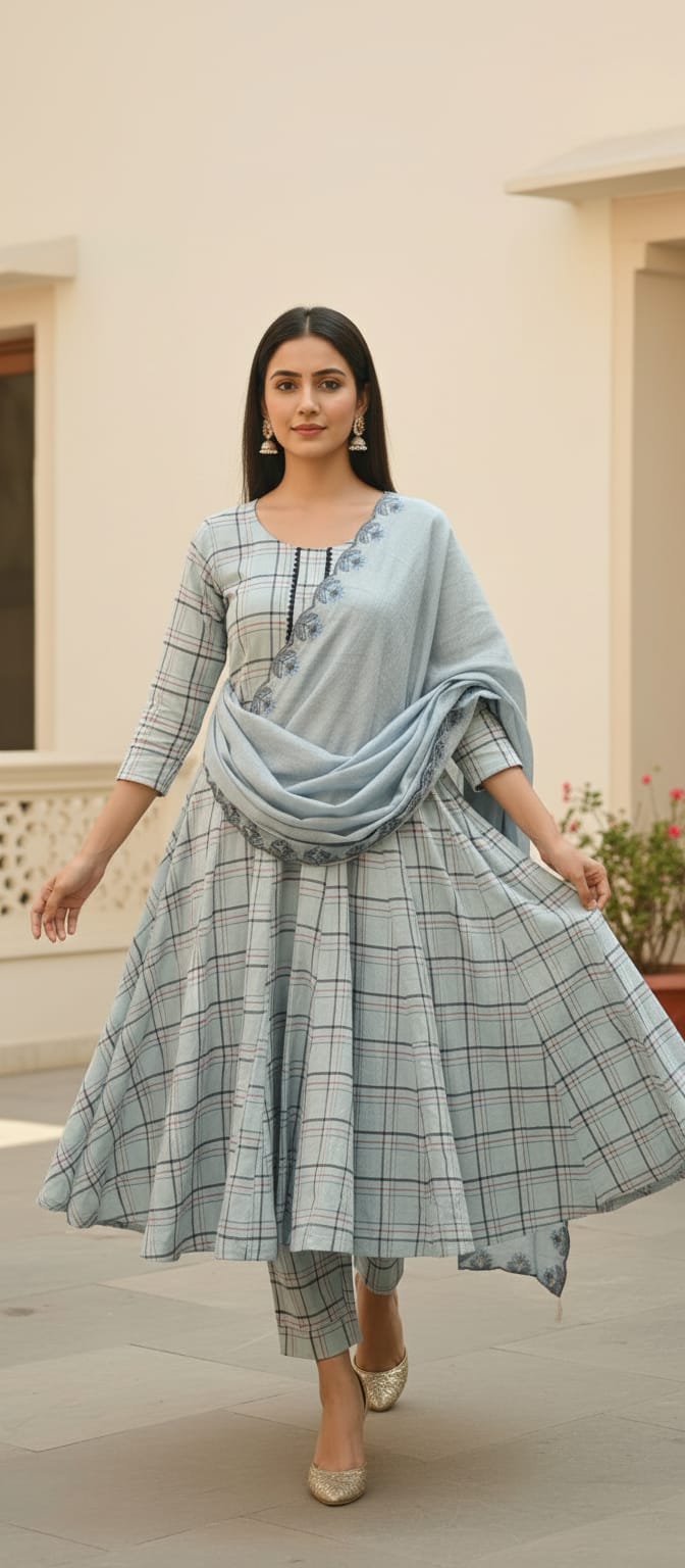 Neelaya Checked Kurta Set