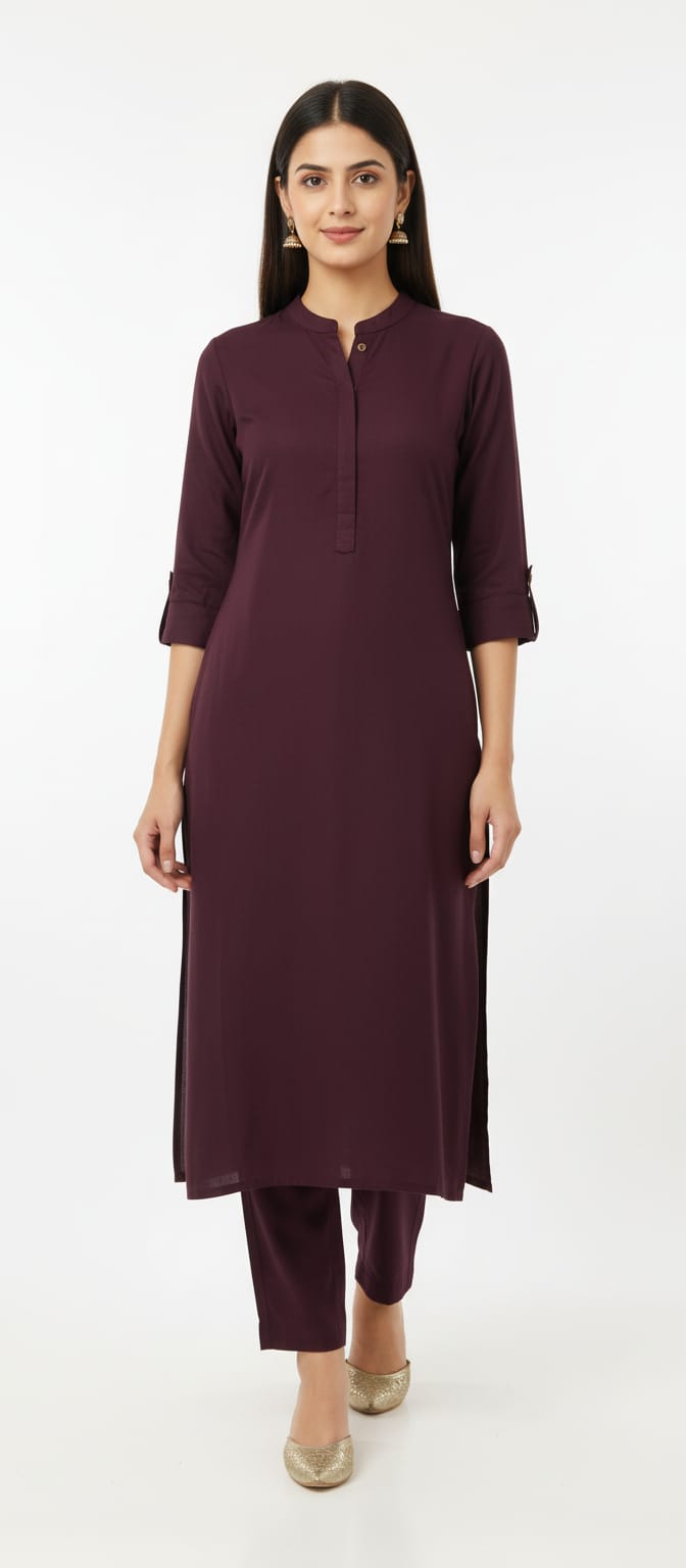 Solid Cotswool Kurta Set – Minimal Classic Co-ord