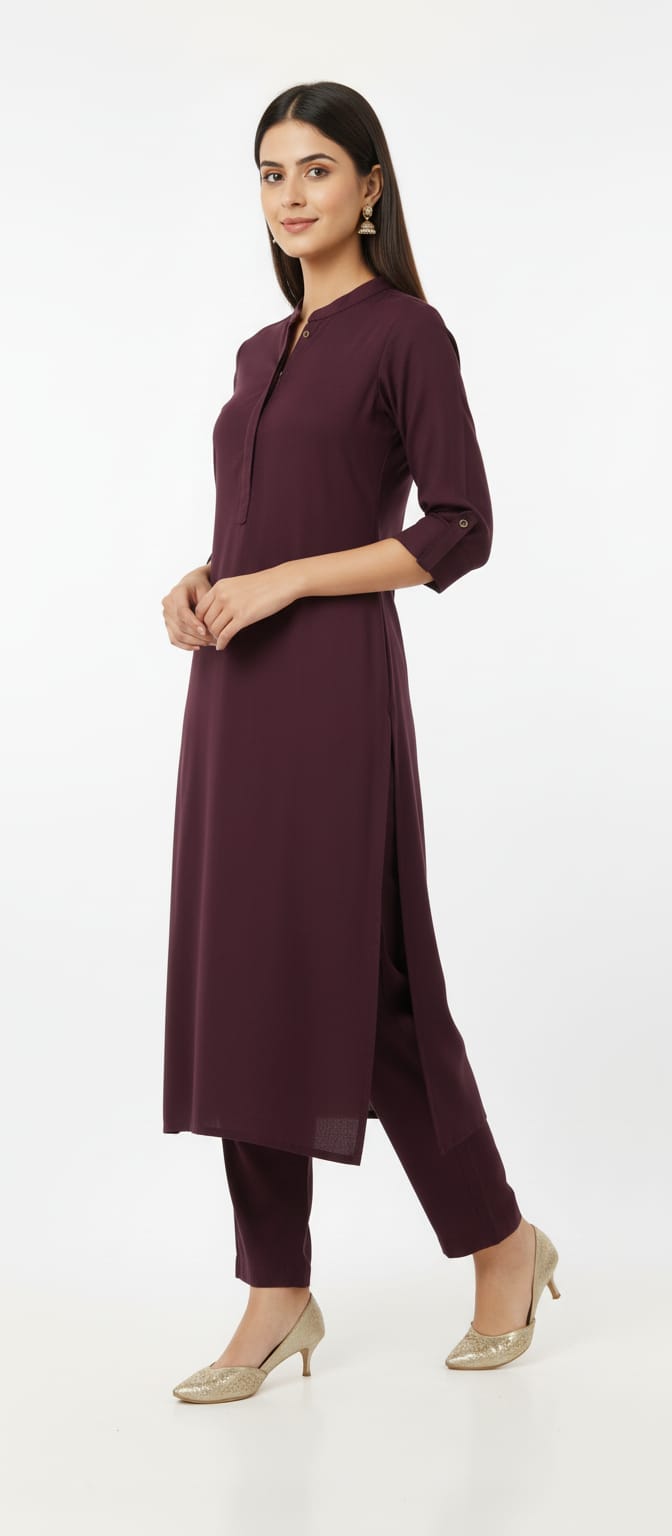 Solid Cotswool Kurta Set – Minimal Classic Co-ord