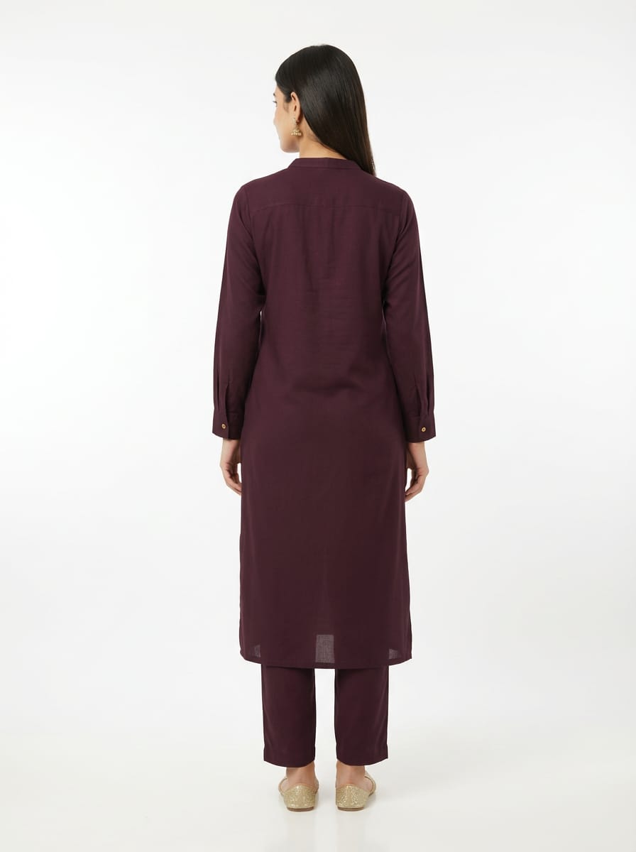 Solid Cotswool Kurta Set – Minimal Classic Co-ord