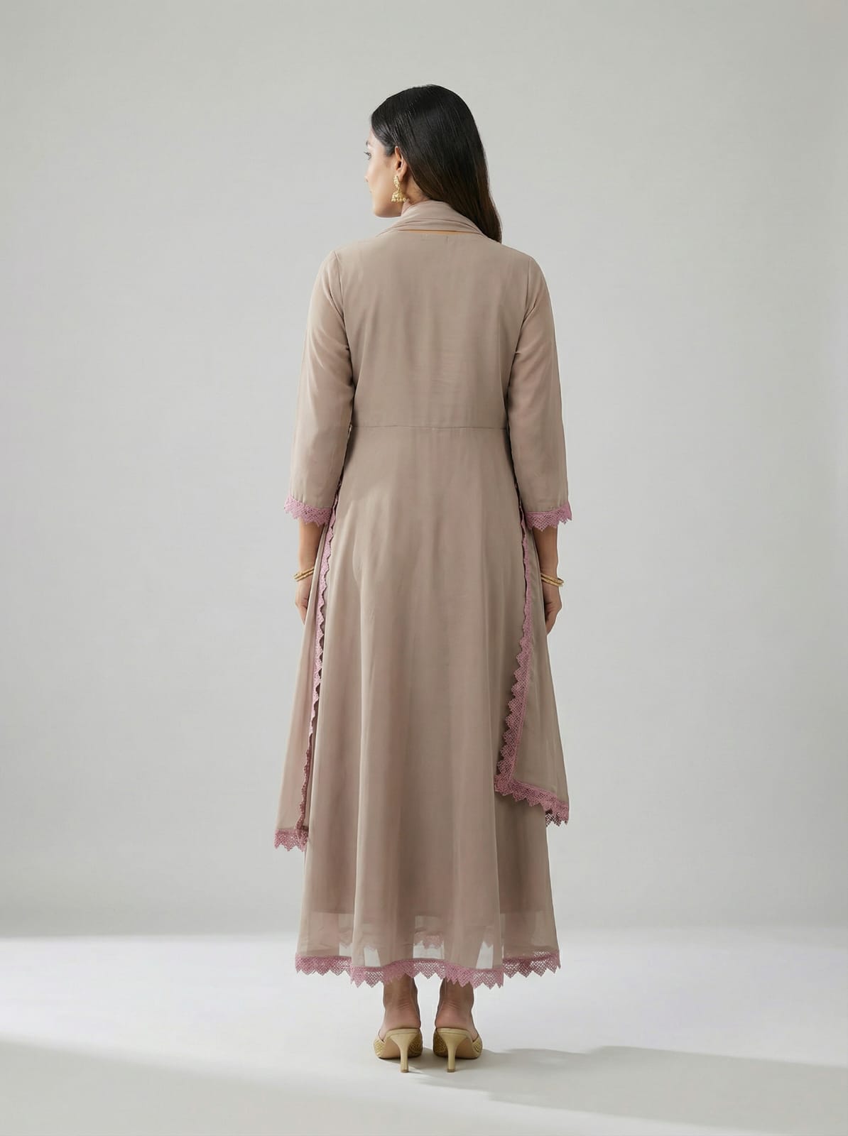 Aabha Beige Grace Anarkali Set