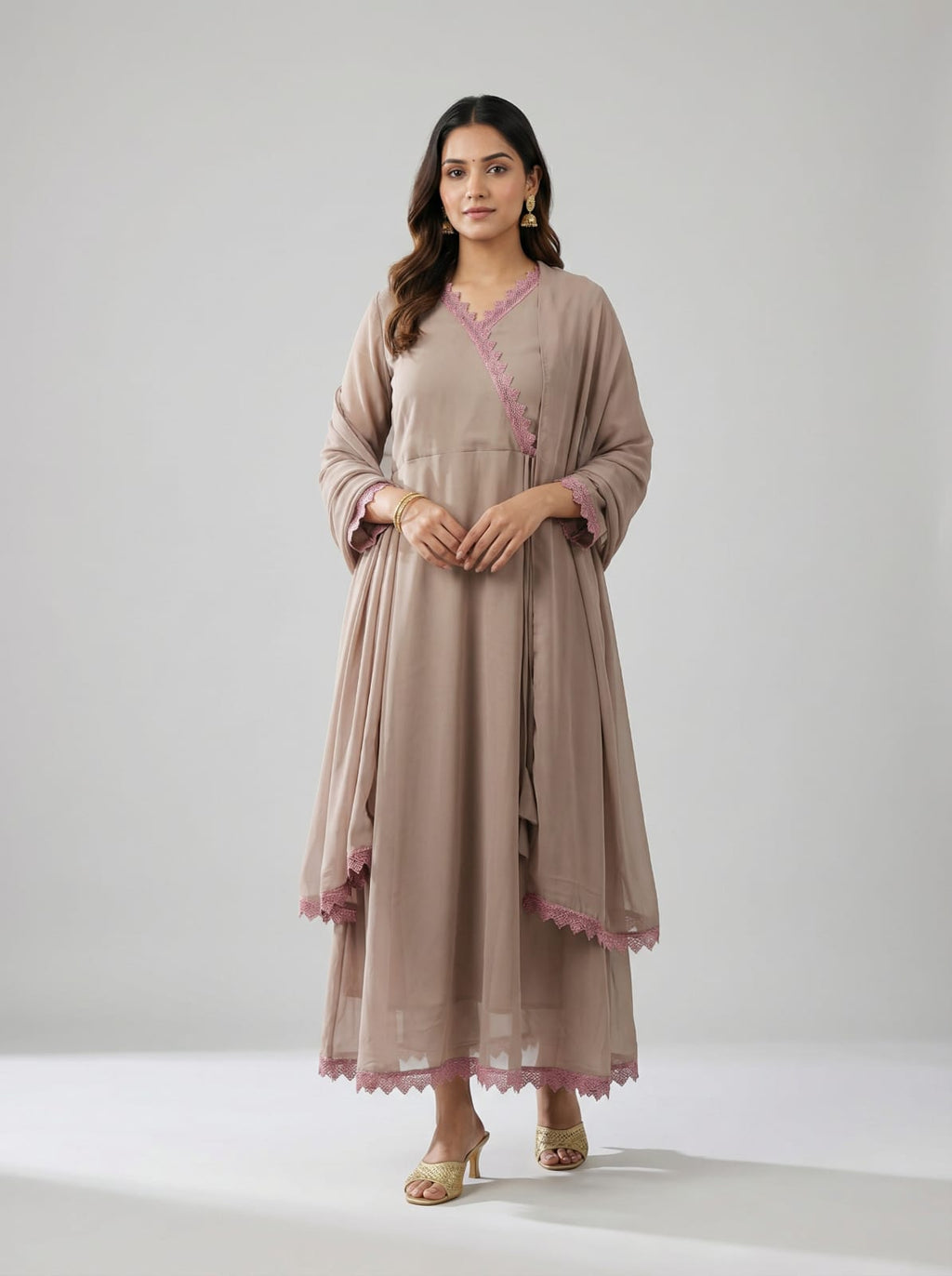 Aabha Beige Grace Anarkali Set
