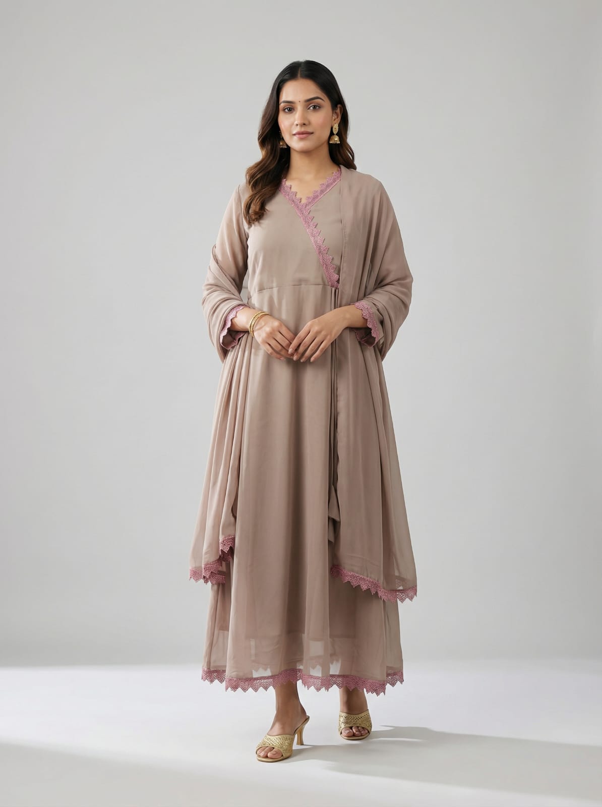 Aabha Beige Grace Anarkali Set