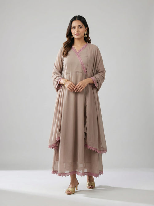 Aabha Beige Grace Anarkali Set